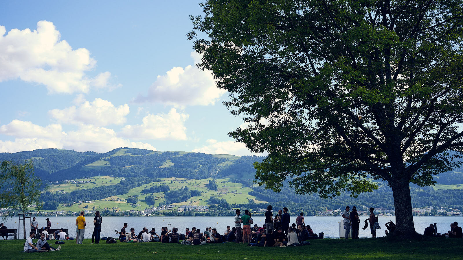 Relaxing at Lake ZuriHac (formerly known as Lake Zurich) after a long day of hacking and talks